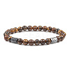 6mm Natural Tiger Eye Round Beaded Stretch Bracelets NA0415-4-1