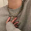 2pcs Star Moon Flat Round Alloy & Resin Imitation Gems Beaded Pendant Necklaces WG39DA0-03-2