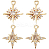 16Pcs 2 Style Brass Micro Pave Clear Cubic Zirconia Charms KK-BBC0010-97-1