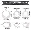 60Pcs 3 Style 201 Stainless Steel Pendants STAS-UN0029-28-5
