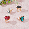 4Pcs 4 Colors Glass Heart Adjustable Rings Set RJEW-FI0001-11-5
