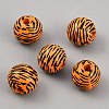 Tiger Skin Print Wood European Beads WOOD-WH0029-126A-1