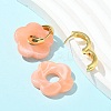 Brass Resin Flower Hoop Earrings for Women EJEW-U038-01G-4