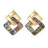 304 Stainless Steel Pave Natural Paua Shell Pendants STAS-L026-01G-02-1