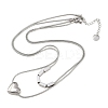 304 Stainless Steel Heart Pendant Double Layer Necklaces for Women NJEW-K298-01P-2