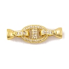 Rack Plating Brass Micro Pave Clear Cubic Zirconia Fold Over Clasps KK-K367-06G-1