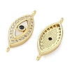 Brass Micro Pave Clear and Black Cubic Zirconia Eye Connector Charms KK-A282-16G-2