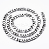 201 Stainless Steel Curb Chain Necklaces & Bracelets Sets SJEW-L186-02P-A-1