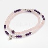 Personalized Dual-use Round Gemstone Beads 4-Layer Stretch Wrap Bracelets/Necklaces BJEW-JB01906-01-4