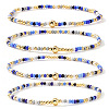 4Pcs Bohemian Glass Seed Bead & Brass Beads Stretch Bracelets for Women DR1565-4-2
