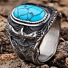 304 Stainless Steel and Synthetic Turquoise Finger Rings for Men FS-WGEFF67-06-1