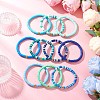 10Pcs 10 Colors Handmade Polymer Clay Heishi & Brass Bead Stretch Bracelets for Women BJEW-MZ00198-1