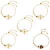 5Pcs Adjustable Braided Brass Macrame Pouch Cable Chain Slider Bracelet Making BJEW-BBC0001-17B-1