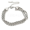 Non-Tarnish 304 Stainless Steel 3-Strand Rope Chain Bracelets for Women BJEW-G707-02P-1