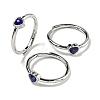 Heart Natural Lapis Lazuli Adjustable Rings RJEW-Q818-02P-03-1