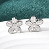 Flower 304 Stainless Steel Stud Earrings EJEW-G453-09P-1