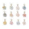 12Pcs Flower Transparent Acrylic Pendants PALLOY-JF03894-1