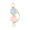 3Pcs 3 Styles Copper Wire Wrapped Natural Rose Quartz & Quartz & Lapis Lazuli & Amethyst Round Beded Links Connector Charms PALLOY-JF04678-2