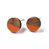 Opaque Resin & Walnut Wood Stud Earrings EJEW-N017-008-B03-2