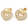 Heart Clear Cubic Zirconia Stud Earrings EJEW-Q387-03G-1