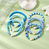 Handmade Polymer Clay with Natural Trochid Shell/Trochus Shell Beaded Stretch Bracelets for Women BJEW-JB10203-02-2