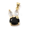 Rack Plating Brass Micro Pave Cubic Zirconia Pendants KK-P241-20G-04-1