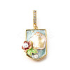 Brass Micro Pave Cubic Zirconia & Enamel Pendants KK-R222-16G-02-1