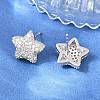 Brass Micro Pave Clear Cubic Zirconia Stud Earrings EJEW-G471-31P-01-3