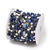 Natural Lapis Lazuli Nuggets & 316 Stainless Steel Handmade Link Chains CHS-K021-14G-15-2
