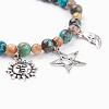 Natural Ocean Jasper & Crazy Agate Charm Bracelets BJEW-JB03349-04-2