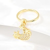 Adjustable Brass Micro Pave Cubic Zirconia Pendant Finger Rings for Women RJEW-A090-01B-G-1