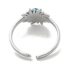 304 Stainless Steel Synthetic Turquoise Cuff Rings G-Z056-01P-04-3