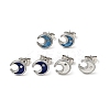 Enamel Crescent Moon with Star Stud Earrings with 316 Surgical Stainless Steel Pins EJEW-A081-09P-1