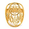 Adjustable 304 Stainless Steel Woven Web/Net with Feather Ring RJEW-F149-05G-2