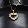 Hollow Heart 304 Stainless Steel Pendant Necklaces NJEW-M096-13G-4