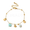 Summer Beach Nuggets Natural Amazonite & Ion Plating(IP) 304 Stainless Steel Charm Bracelets for Women Men BJEW-P326-05F-G-1