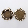 Vintage Tibetan Style Alloy Flower Pendant Cabochon Bezel Settings TIBEP-M018-118AB-NF-2