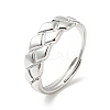 Non-Tarnish 304 Stainless Steel Textured Rhombus Adjustable Ring for Women RJEW-I085-05P-1