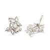 Brass Micro Pave Clear Cubic Zirconia with Synthetic Cat Eye Twister Clasps KK-G420-38P-2
