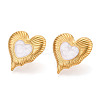 Heart 304 Stainless Steel Enamel Stud Earrings EJEW-T047-20G-1