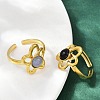 316 Stainless Steel with Natural Mixed Gemstone Cuff Rings RJEW-Z098-01G-09-3