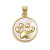 Dog Paw Print Rack Plating Brass with Natural Shells Pendants KK-Z074-25G-1