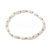 Natural Shell Twist Oval Beaded Stretch Bracelets for Women BJEW-JB10059-1