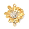 Flower Brass Micro Pave Clear Cubic Zirconia Connector Charms KK-M326-06-G01-1
