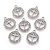 Tibetan Style Flat Round with Cross Alloy Pendants LS-X-TIBEP-Q054-07AS-RS-1