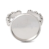 Flower 304 Stainless Steel Cuff Ring Components STAS-P454-05E-P-2