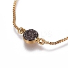 Electroplated Natural Druzy Agate Slider Bracelets BJEW-JB04157-M-3