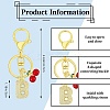 Brass Micro Pave Clear Cubic Zirconia Letter Pendant Keychain KEYC-SW00015-B-2
