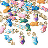 32Pcs 8 Colors Alloy Enamel Pendants ENAM-TA0003-95-3