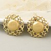 Ion Plating(IP) 304 Stainless Steel Flat Round Stud Earrings for Women EJEW-M089-05G-1